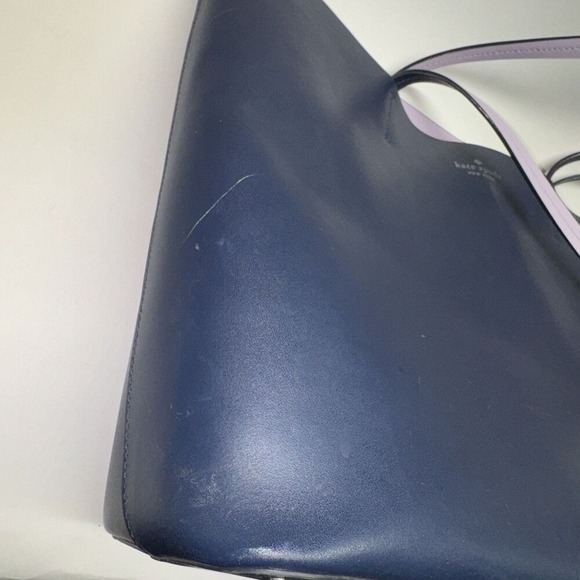 KATE SPADE Zibbi Medium Cow Hide Tote SOLO in Navy Blue USED - Picture 8 of 10